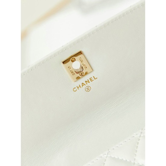Replica perfetta Borsa piccola con patta e manico superiore AP3803 Bianco Imitazione Outlet Online