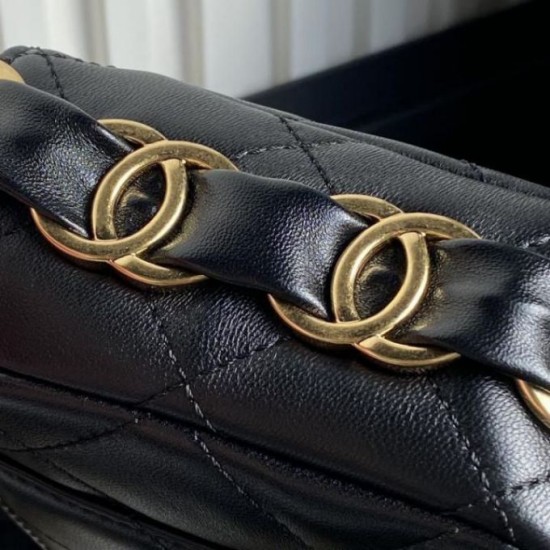 Replica perfetta Borsa piccola con patta in pelle di agnello AS5167 Nera Imitazione Outlet Online