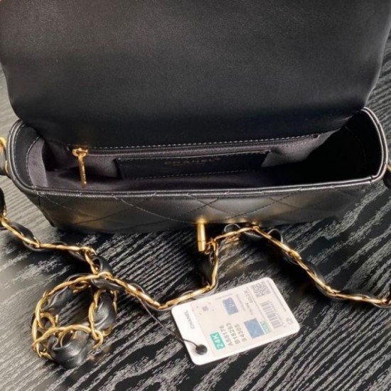 Replica perfetta Borsa piccola con patta in pelle di agnello AS5167 Nera Imitazione Outlet Online