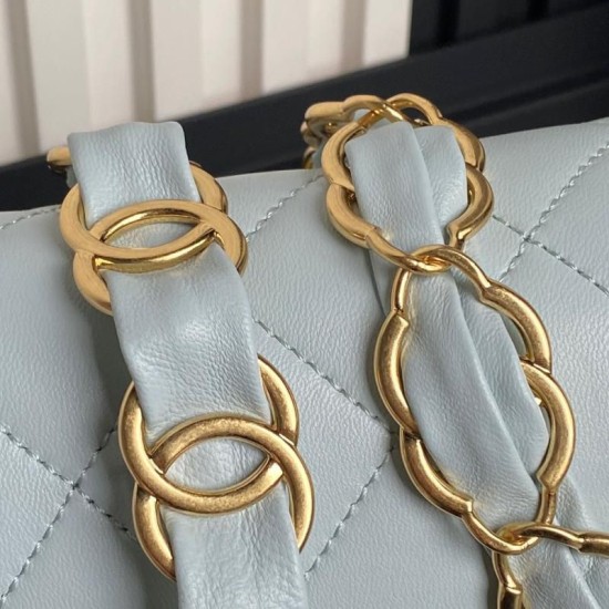 Miglior Falso Borsa piccola con patta in pelle di agnello AS5167 Azzurro Economiche Premium