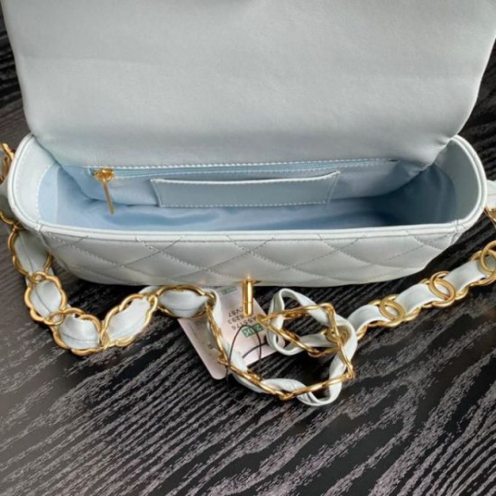 Miglior Falso Borsa piccola con patta in pelle di agnello AS5167 Azzurro Economiche Premium