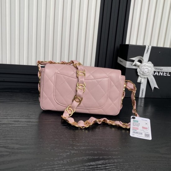 Miglior Falso Borsa piccola con patta in pelle di agnello AS5167 Rosa Economiche Premium