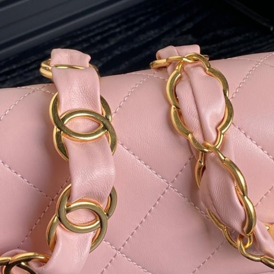 Miglior Falso Borsa piccola con patta in pelle di agnello AS5167 Rosa Economiche Premium
