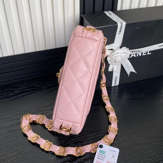 Miglior Falso Borsa piccola con patta in pelle di agnello AS5167 Rosa Economiche Premium