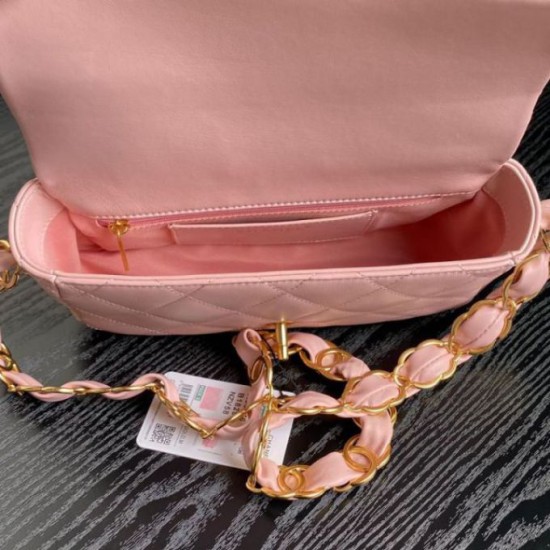 Miglior Falso Borsa piccola con patta in pelle di agnello AS5167 Rosa Economiche Premium