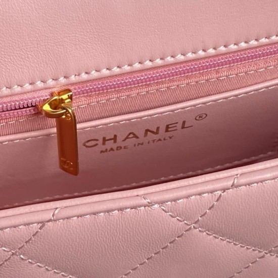 Miglior Falso Borsa piccola con patta in pelle di agnello AS5167 Rosa Economiche Premium