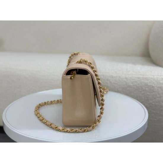 Replica perfetta Borsa vintage con patta in pelle di agnello Beige A2221 Imitazione Outlet Online