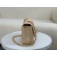 Replica perfetta Borsa vintage con patta in pelle di agnello Beige A2221 Imitazione Outlet Online