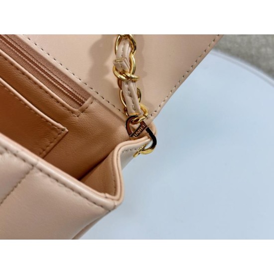 Replica perfetta Borsa vintage con patta in pelle di agnello Beige A2221 Imitazione Outlet Online