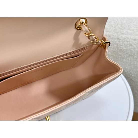 Replica perfetta Borsa vintage con patta in pelle di agnello Beige A2221 Imitazione Outlet Online