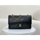 Miglior Falso Borsa vintage con patta in pelle di agnello nera A2220 Economiche Premium