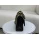 Miglior Falso Borsa vintage con patta in pelle di agnello nera A2220 Economiche Premium