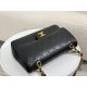 Miglior Falso Borsa vintage con patta in pelle di agnello nera A2220 Economiche Premium