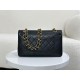 Miglior Falso Borsa vintage con patta in pelle di agnello nera A2220 Economiche Premium