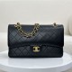 Miglior Falso Borsa vintage con patta in pelle di agnello nera A2220 Economiche Premium