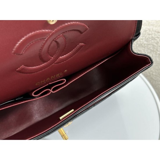Miglior Falso Borsa vintage con patta in pelle di agnello nera A2220 Economiche Premium