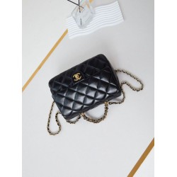 Replica perfetta 24B Borsa con manico a catena oro AS5043 Nero Imitazione Outlet Online