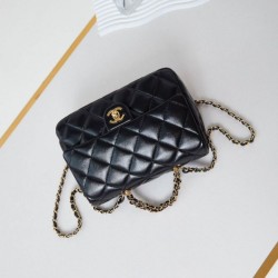 Replica perfetta 24B Borsa con manico a catena oro AS5043 Nero Imitazione Outlet Online