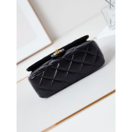 Replica perfetta 24B Borsa con manico a catena oro AS5043 Nero Imitazione Outlet Online