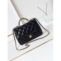 Replica perfetta 24B Borsa con manico a catena oro AS5043 Nero Imitazione Outlet Online