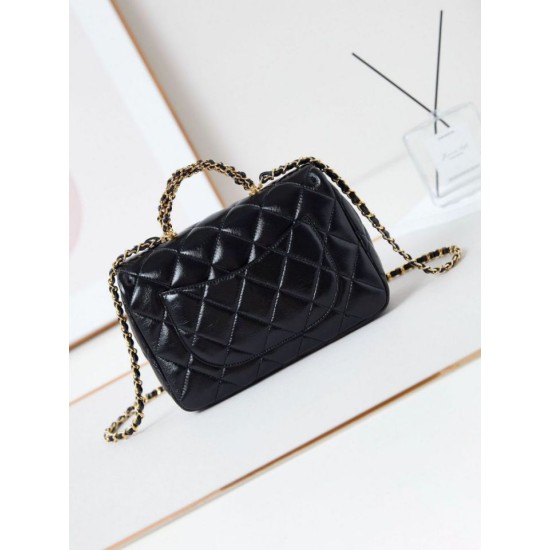 Replica perfetta 24B Borsa con manico a catena oro AS5043 Nero Imitazione Outlet Online