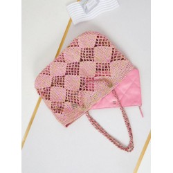 Migliore Repliche Maxi Shopping Raffia Coco Beach Borsa AS4576 Rosa Economiche Outlet Online