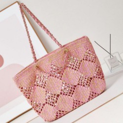 Migliore Repliche Maxi Shopping Raffia Coco Beach Borsa AS4576 Rosa Economiche Outlet Online