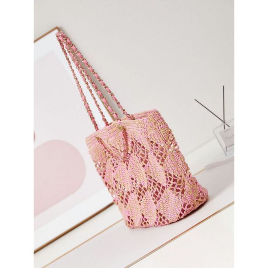 Migliore Repliche Maxi Shopping Raffia Coco Beach Borsa AS4576 Rosa Economiche Outlet Online