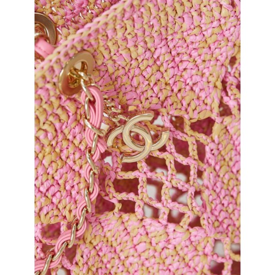 Migliore Repliche Maxi Shopping Raffia Coco Beach Borsa AS4576 Rosa Economiche Outlet Online