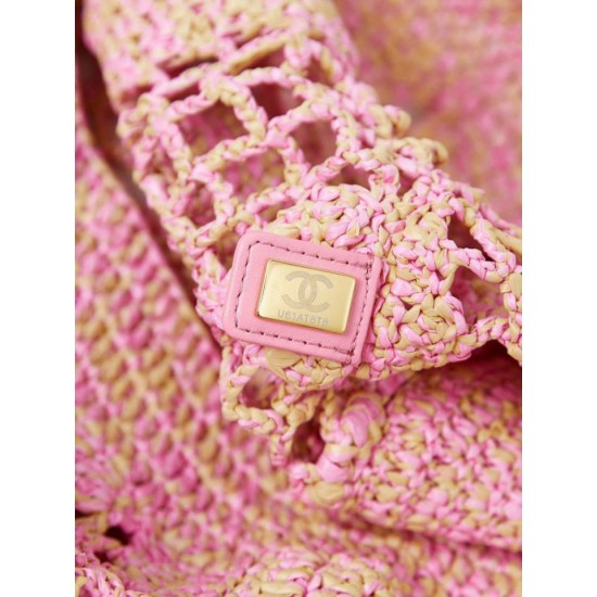 Migliore Repliche Maxi Shopping Raffia Coco Beach Borsa AS4576 Rosa Economiche Outlet Online