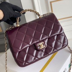 Miglior Falso Mini flap Borsa con manico superiore Borsa AS5043/AS5032 Borgogna Economiche Premium