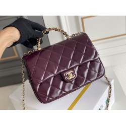 Miglior Falso Mini flap Borsa con manico superiore Borsa AS5043/AS5032 Borgogna Economiche Premium