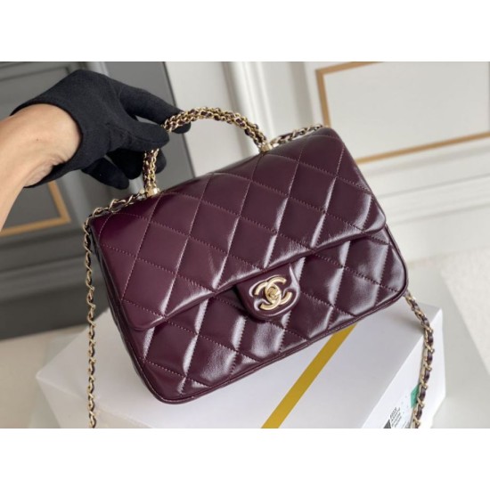 Miglior Falso Mini flap Borsa con manico superiore Borsa AS5043/AS5032 Borgogna Economiche Premium