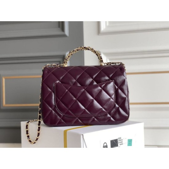 Miglior Falso Mini flap Borsa con manico superiore Borsa AS5043/AS5032 Borgogna Economiche Premium
