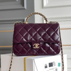 Miglior Falso Mini flap Borsa con manico superiore Borsa AS5043/AS5032 Borgogna Economiche Premium