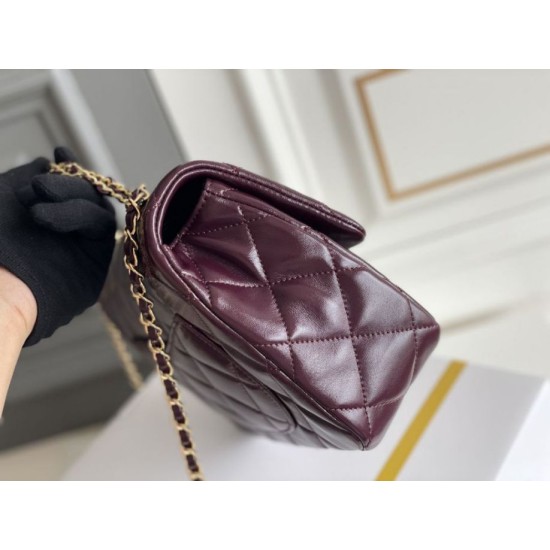 Miglior Falso Mini flap Borsa con manico superiore Borsa AS5043/AS5032 Borgogna Economiche Premium