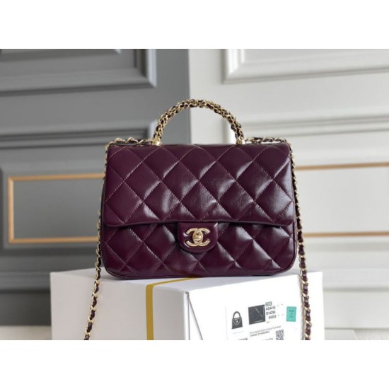 Miglior Falso Mini flap Borsa con manico superiore Borsa AS5043/AS5032 Borgogna Economiche Premium