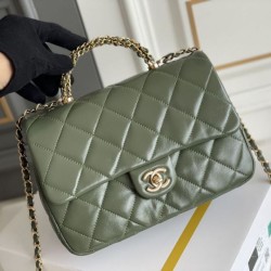 Replica perfetta Mini flap Borsa con manico superiore Borsa AS5043/AS5032 Verde Imitazione Outlet Online