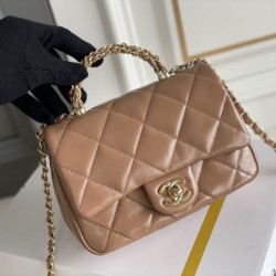 Migliore Repliche Mini flap Borsa con manico superiore Borsa con manico AS5043/AS5032 Beige Economiche Outlet Online