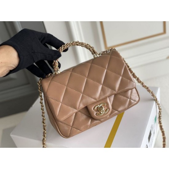 Migliore Repliche Mini flap Borsa con manico superiore Borsa con manico AS5043/AS5032 Beige Economiche Outlet Online