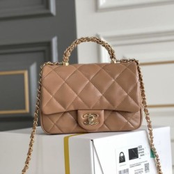Migliore Repliche Mini flap Borsa con manico superiore Borsa con manico AS5043/AS5032 Beige Economiche Outlet Online