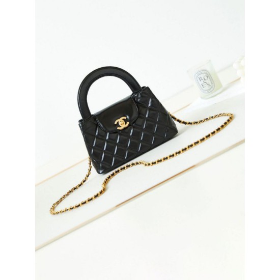 Replica perfetta 23K Kelly Mini shopping Borsa AS4416 Nero Imitazione Outlet Online