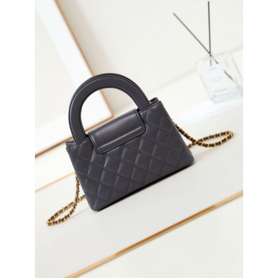 Replica perfetta 23K Kelly Mini shopping Borsa AS4416 Grigio scuro Imitazione Outlet Online
