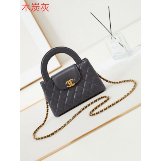 Replica perfetta 23K Kelly Mini shopping Borsa AS4416 Grigio scuro Imitazione Outlet Online