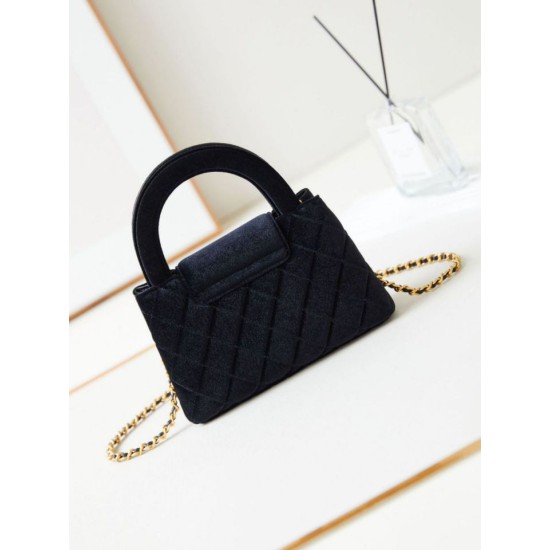 Migliore Repliche 23K Kelly Mini shopping Borsa AS4416 Lana Nero Economiche Outlet Online