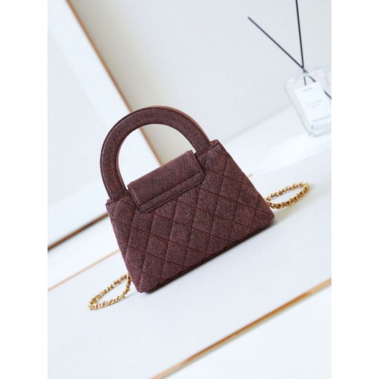 Replica perfetta 23K Kelly Mini shopping Borsa AS4416 Lana Borgogna Imitazione Outlet Online