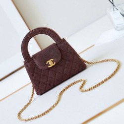 Replica perfetta 23K Kelly Mini shopping Borsa AS4416 Lana Borgogna Imitazione Outlet Online