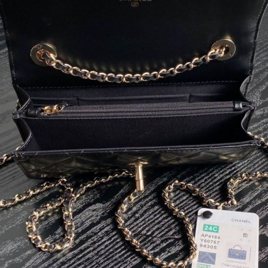 Migliore Repliche Borsa Woc 24B Trendy CC con patta AP4184 Nera Economiche Outlet Online