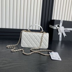 Migliore Repliche Borsa Woc 24B Trendy CC con patta AP4184 Bianca Economiche Outlet Online