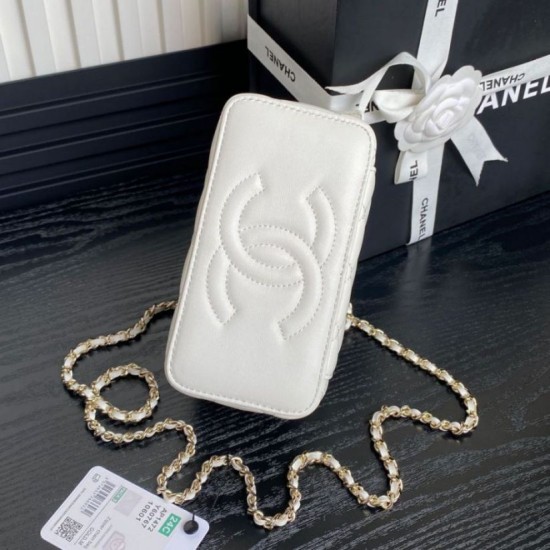 Perfette Qualità Repliche Mini Vanity Case con catena AP1472 Bianco Imitazione